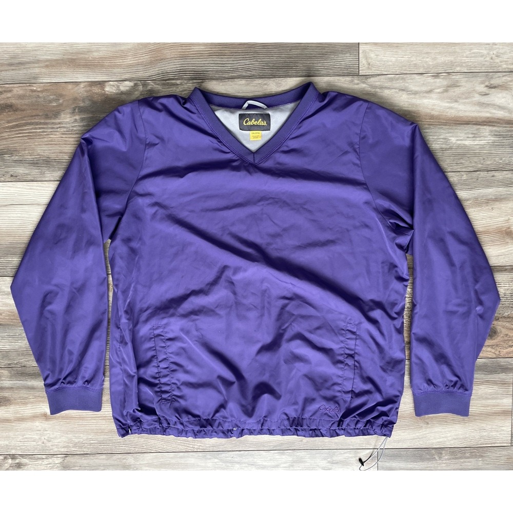 Cabelas Womens Sz 2XL Windcrest V-Neck Pullover Wind Breaker Jacket Purple